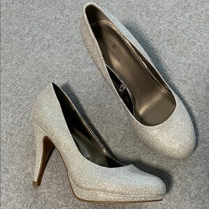 Silver Glitter Heels Stiletto Size 7.5 Hoco Prom Wedding Dance Sexy Event